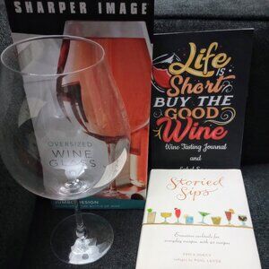 NWT Oversized Wine Glass, Wine Tasting Journal and Book